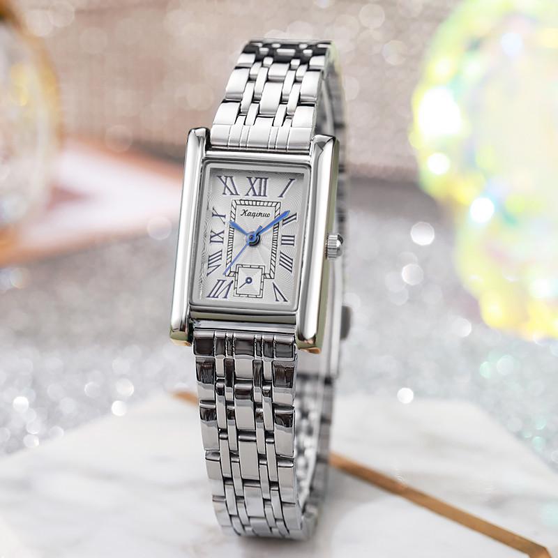 Квадратные женские кварцевые часы из нержавеющей стали - Модный дизайн высокого класса
