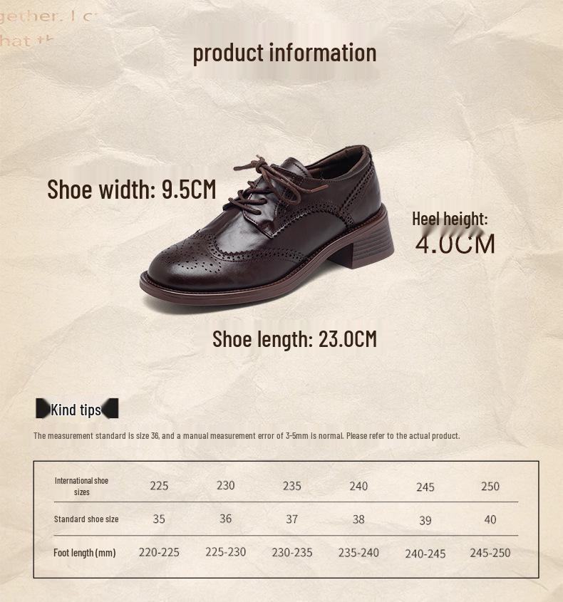 2025 Женские Зимние Круглый Носок На Шнуровке Низкий Каблук Современные Ретро Туфли