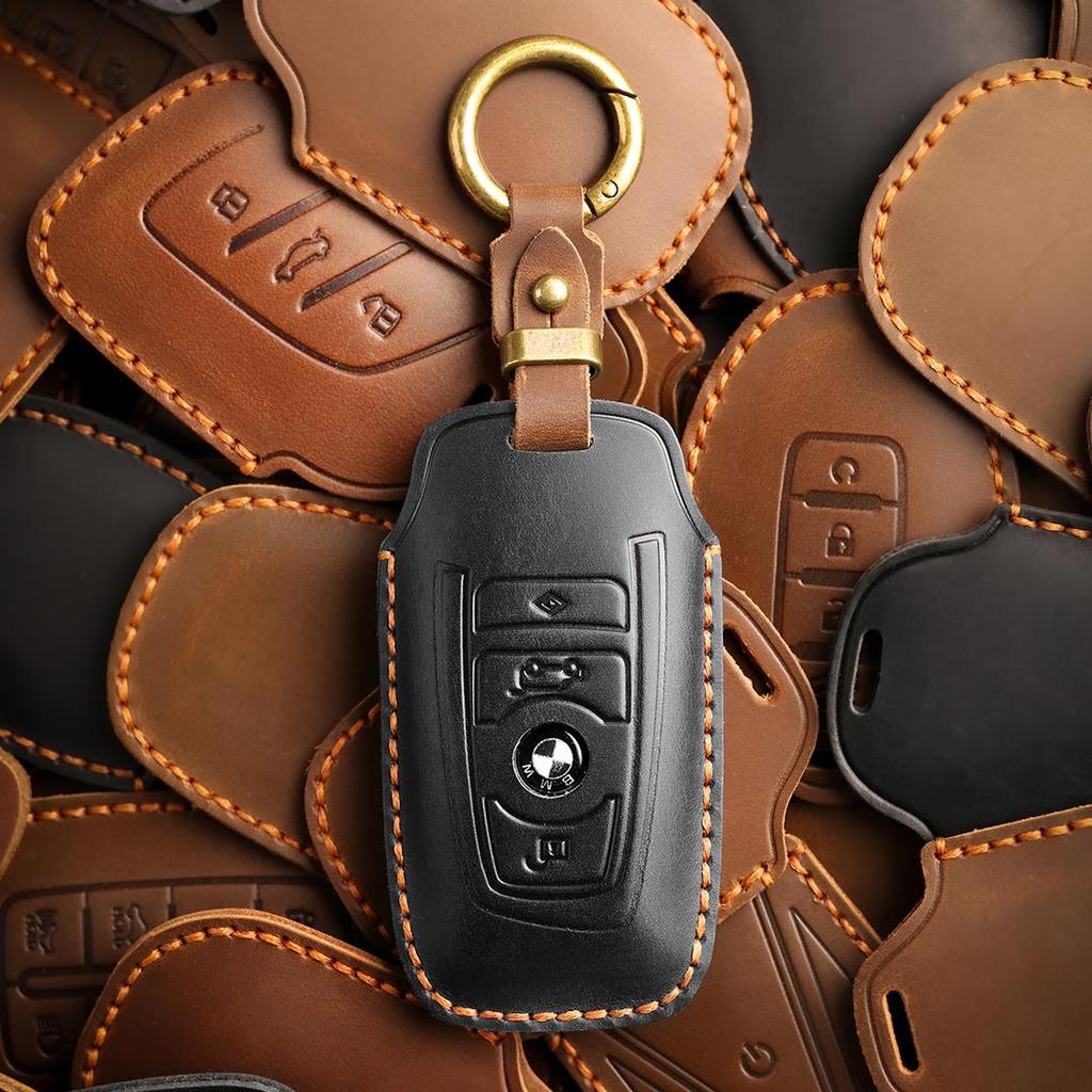 [BMW] Чехол для ключа автомобиля из коровьей кожи ручной работы, подходит для X1 X2 X3 X4 X5 X6 X7 M5 3 серии 5 серии