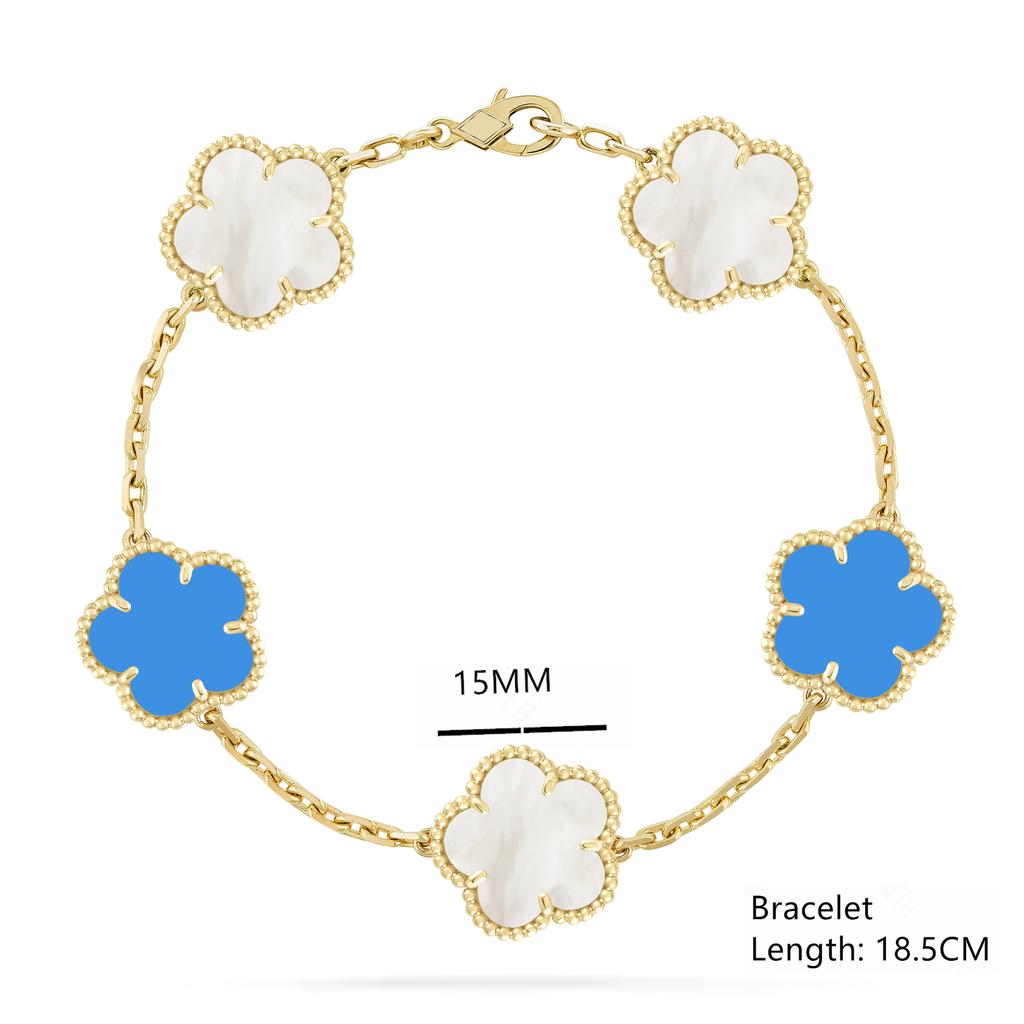 High-quality Fashion Brand Gold Silver Lucky Flower Clover Mother-of-pearl Bracelet Women's Natural Gem Hot Sale