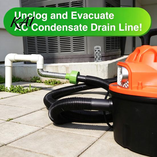 Industrial Air Conditioner Cleaner AC Condensate Drain Unclogger, Vacuum Attachment Universal HVAC PVC Pipe Unclogger Heavy Duty Plastic Connector