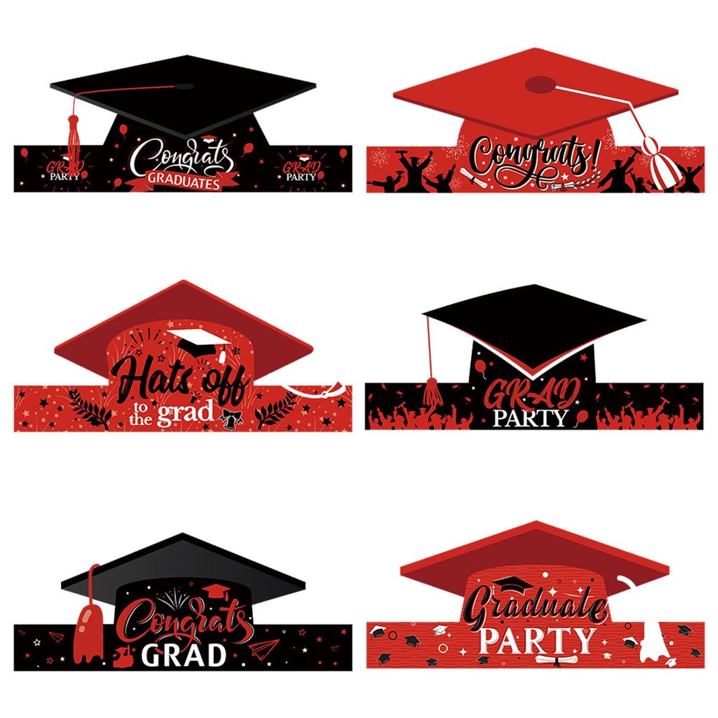 Paper Graduation Cap,  Handmade In Black And Red,  Graduation Party Decoration Props,  Dr. Hat Headband