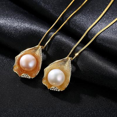 Серебряное ожерелье S925 с дизайном ракушки, 18-каратное посеребренное жемчужное женское ожерелье с подвеской