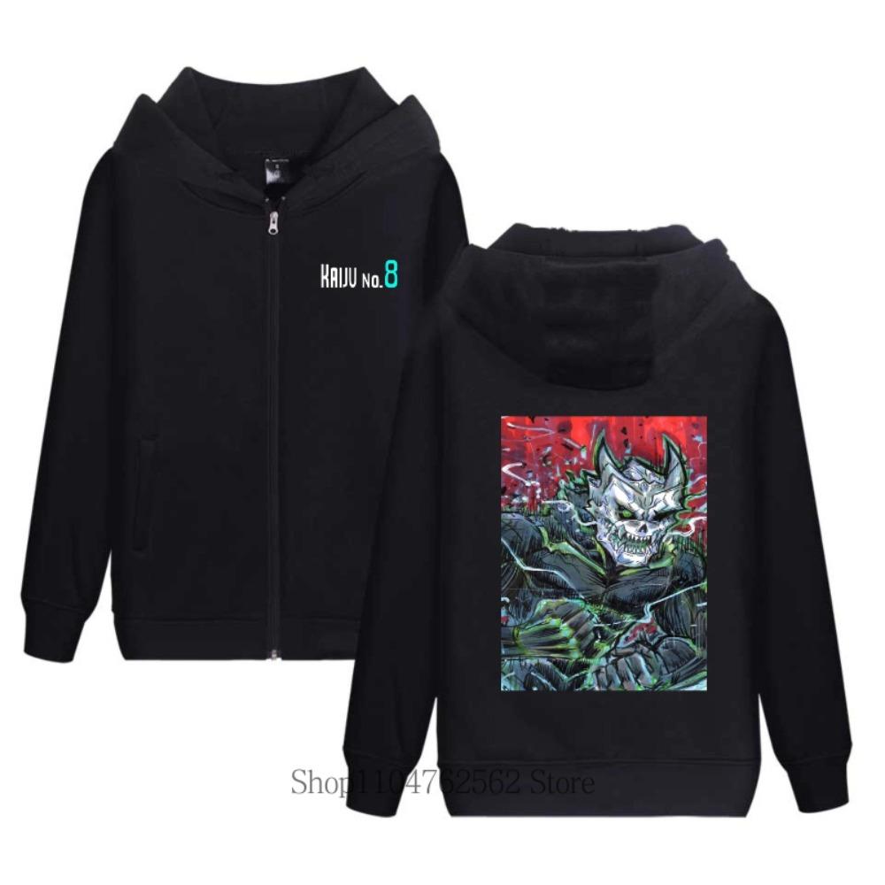 New Japanese Anime Kaiju No. 8 Printed Zipper Hoodie Men Casual Harajuku Cool  Long Sleeve Autumn Winter Fleece Sweatshirts