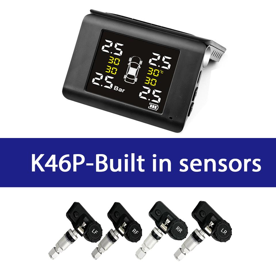 E-ACE K46 Universal TPMS Wireless Car Tire Pressure 4 Sensors Display Solar Intelligent Tyre Pressure Auto Alarm Monitor System