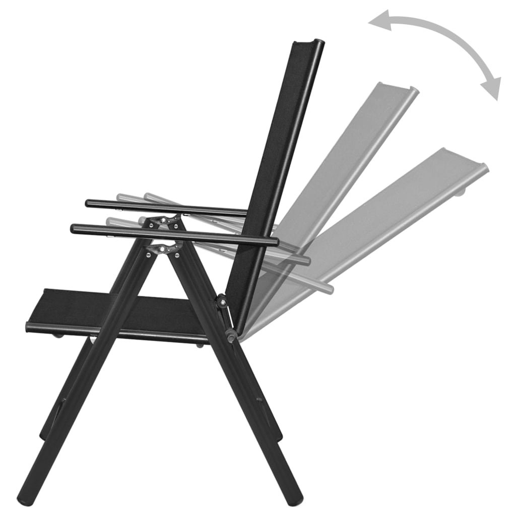 Folding Garden Chairs 2 pcs Aluminum and Textilene Black