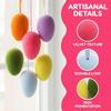 Colorful Flocking Easter Egg Ornament Fabric Foam Material Unbreakable Design  Seasonal Decoration