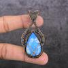 Blue Triplet Opal Handmade Copper Wire Wrap Jewelry Pendant 2.60" D2v71