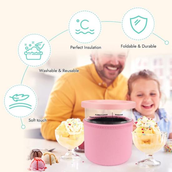 4Pcs Ice Cream Cup Sleeves for Ninja NC501 Pints Reusable Neoprene Sleeves Prevent Condensation Non-slip 16/24Oz Cup Cover Accessories