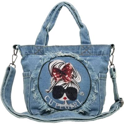 Сумка через плечо Mini 2way Bag Small Crossbody Lightweight Handbag Tote Bag Denim [DIVA Rose] Womens (Светло-синий)