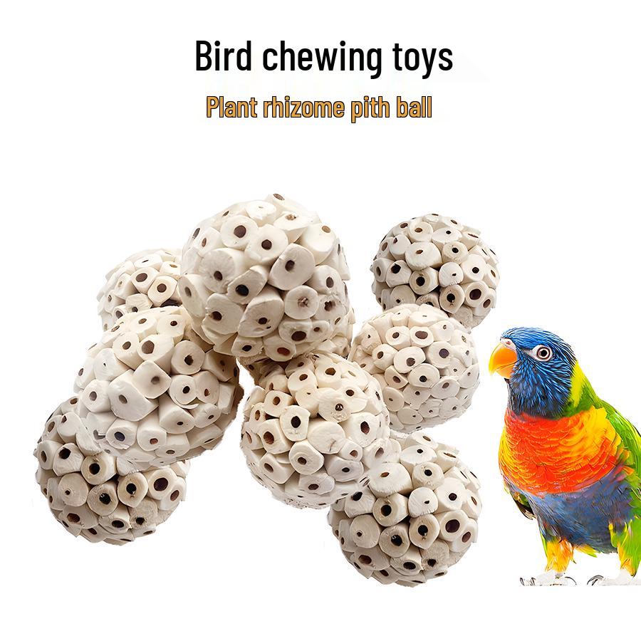Tiger Skin Parrot Chew Toy - Natural Rattan Ball for Beak Grinding