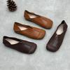 Genuine Leather Single Shoes for Spring and Summer Artistic Square Toe Flat Shoes for Lazy People Soft Cowhide Women's Shoes