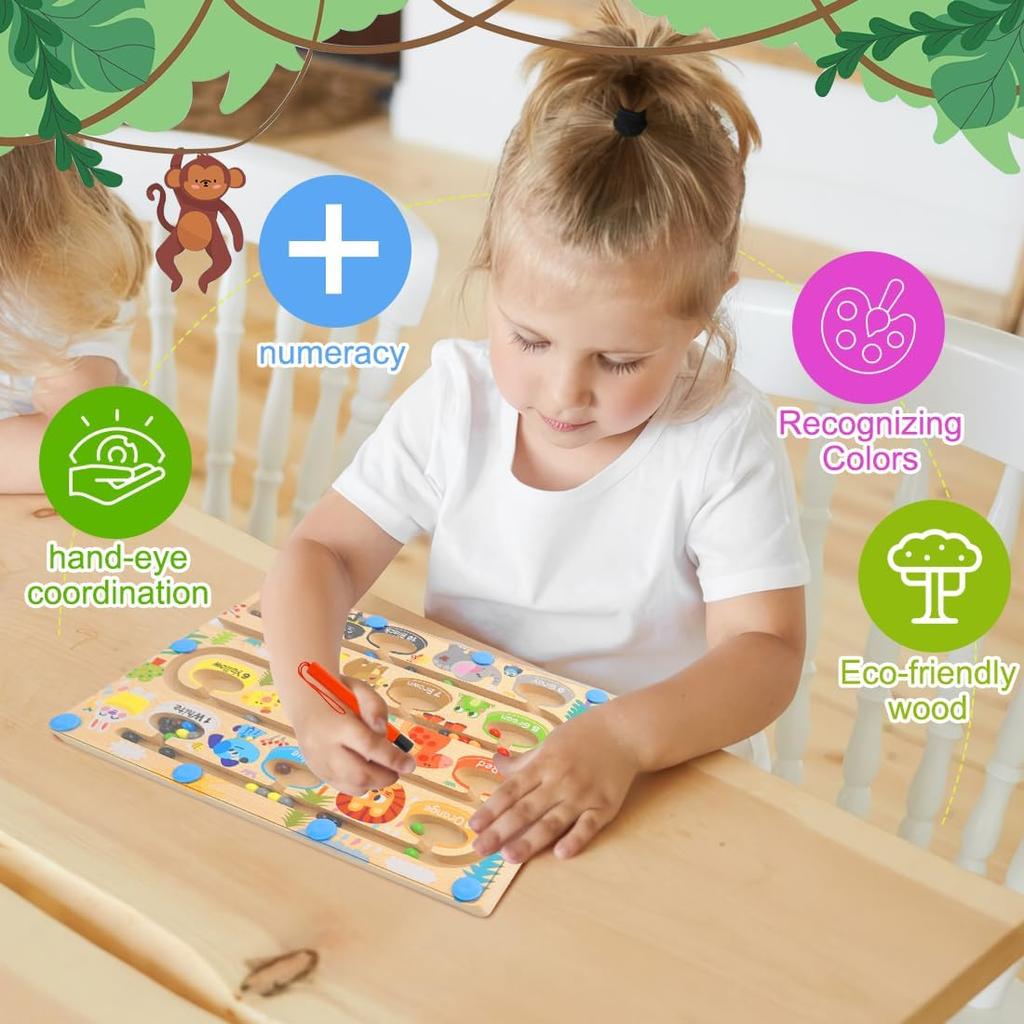 Magnetic Game Labyrinth, Montessori Toy Gift For, Numbers & Colours Educational Games Motor Skills Toy Sorting Game for Children Christmas