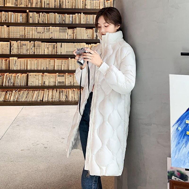 Новая модная осенне-зимняя черная теплая свободная куртка с хлопковой подкладкой, женские парки с длинным рукавом, однотонное уличное универсальное пальто