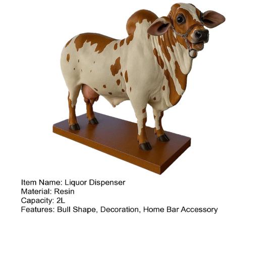 Yousheng 2L Bull Liquor Dispenser Wine Vodka Whiskey Decanter Brazilian Cattle Beverage Container Bottle Decoration Home Kitchen Bar Accessory