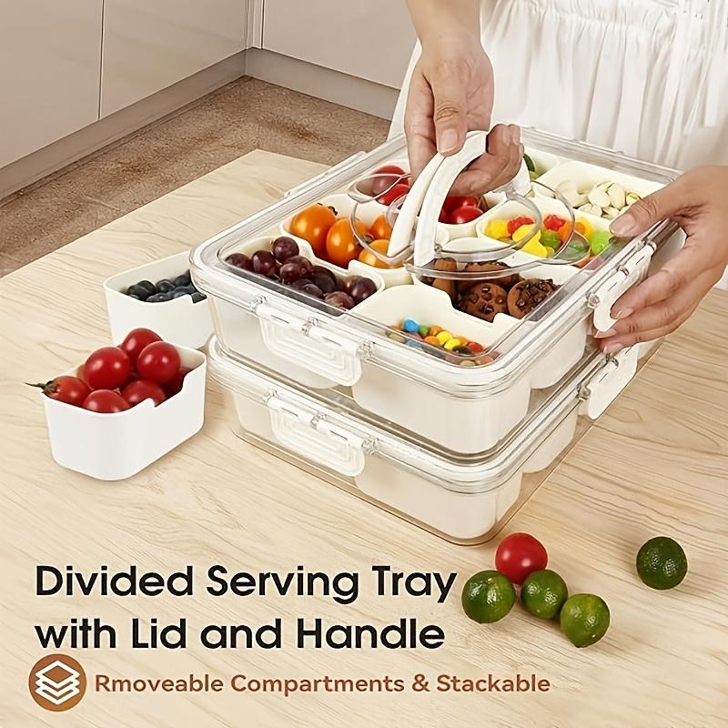 1pc Reusable Snack Containers Featuring a Lid And Handle, an 8-Compartment Serving Tray, Ideal for Carrying Vegetables