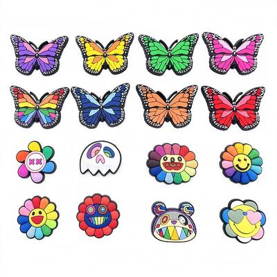 16 шт., подвески для обуви из ПВХ серии «Бабочка и милый подсолнух» для украшения обуви