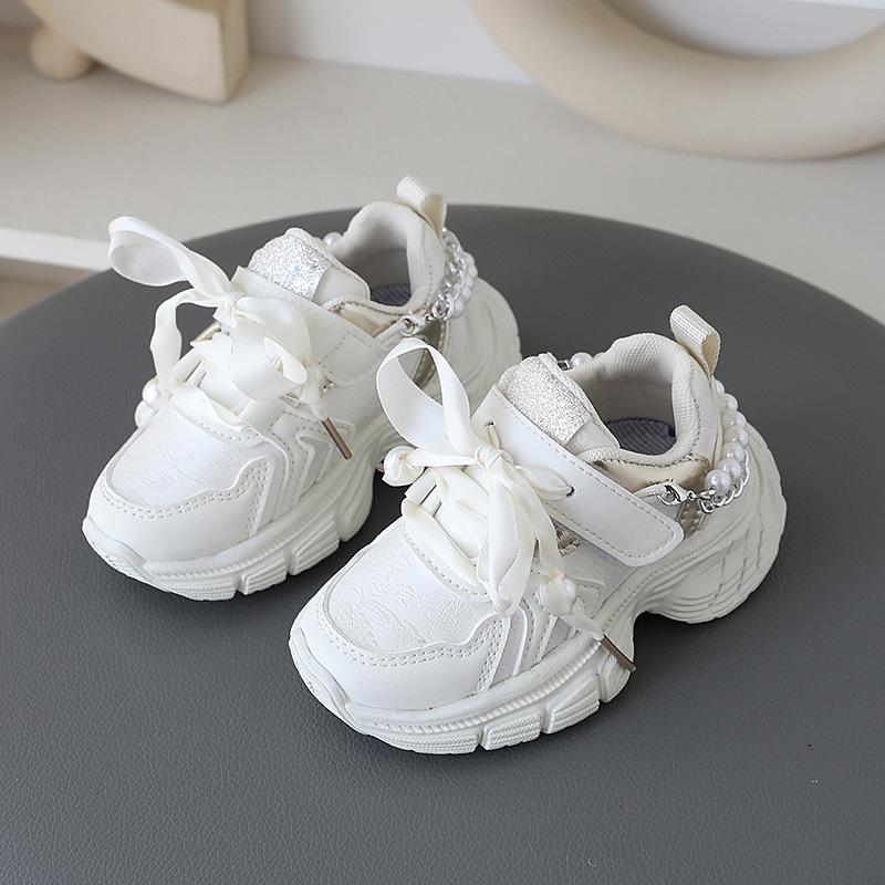 Girls Spring Autumn Breathable Chunky Sneakers Non Slip Soft Sole Fashion Casual Shoes For Little And Middle Kids