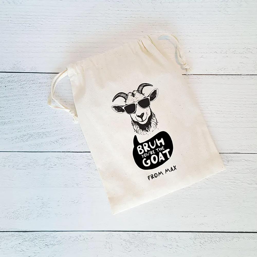 Custom 4Pcs BRUH Favor Bag Bruh You're The GOAT Kids Party Favor Drawstring Bag Bruh Theme Birthday Party Decoration Baby Shower