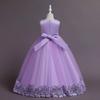 2024 летнее тюлевое платье с цветочным узором для девочек на свадьбу, детское пышное длинное платье принцессы, детские платья для девочек, официальная вечерняя одежда