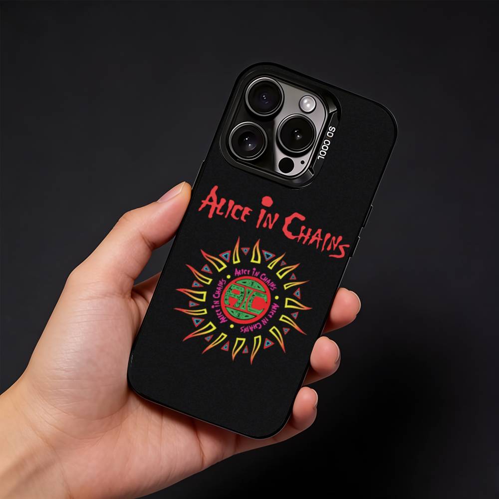 Band A-Alices In C-Chains Phone Case For iPhone17, 16,15,14,13,12 Pro Max Black Candy Matte Shockproof Cover