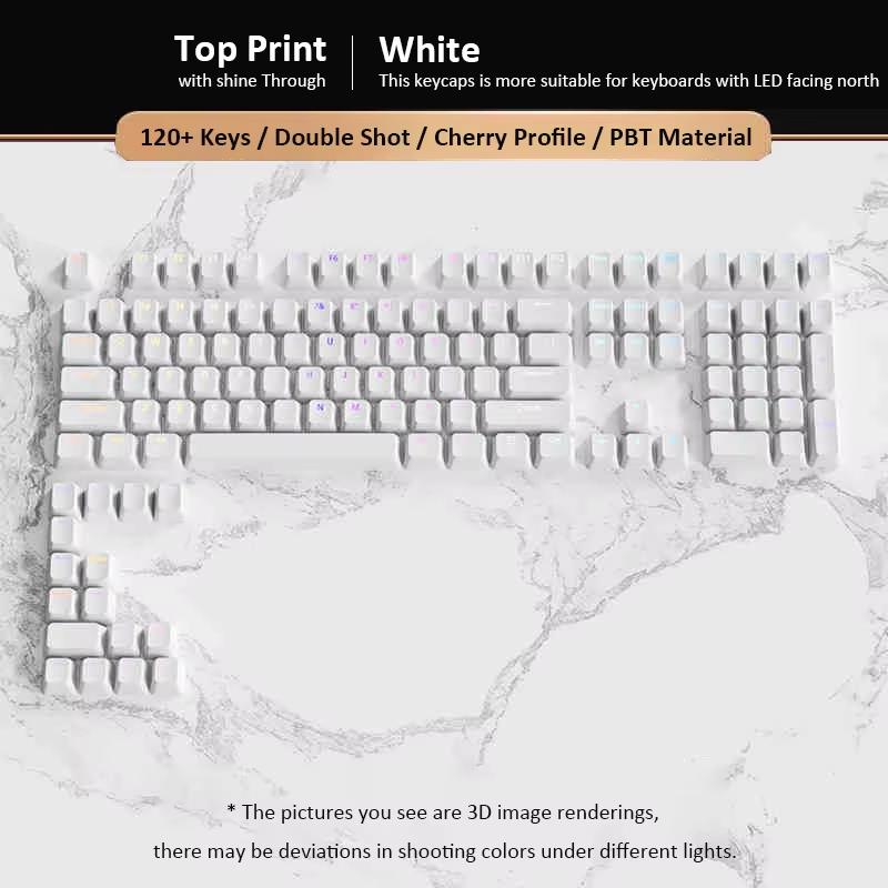 126 Keys Black Custom Double Shot Shine Through Keycaps RGB Backlit PBT Keycaps Cherry Profile for MX Switches Gaming Keyboard