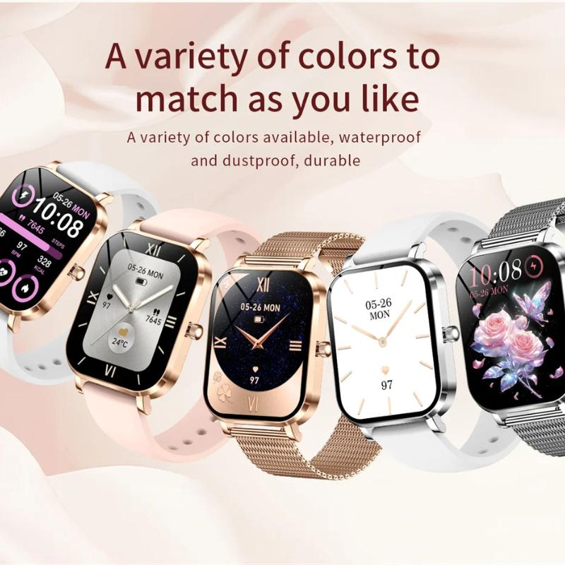 2025 New Fashion Women Smartwatch AMOLED HD Screen Heart Rate Blood Oxygen Monitoring BT Call Sports Smartwatch Woman for IOS Android