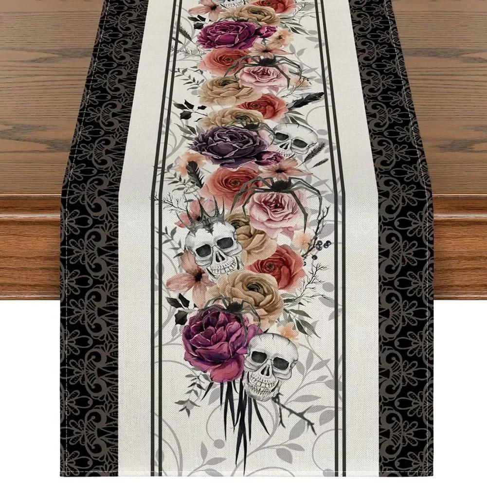 Halloween Table Runner Decoration Placemat Tablecloth Pumpkin Bat Flag Cloth Halloween House Horror Party Scary Decor