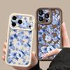 Blue Rose Flowers Pattern Case For iPhone 17 Pro Max Funda Shockproof Bumper Cover For iPhone 16 Pro Max 15 14 13 12 11 Air 16E