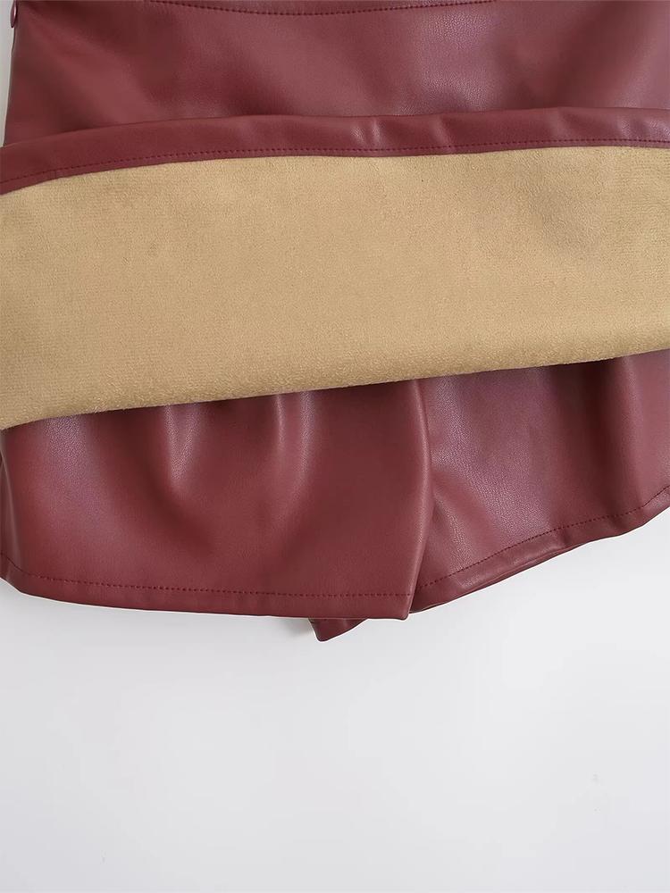 Мини-юбки из искусственной кожи, элегантные корейские модные черные юбки из искусственной кожи для женщин, юбка с высокой талией, юбка на молнии с шортами