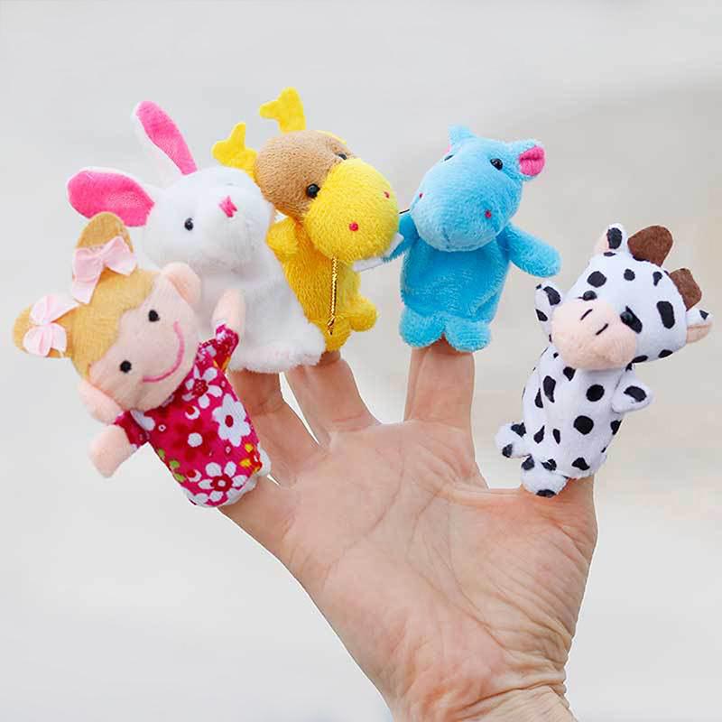 1 Set Role Play Tell Story Cloth Doll Educational Toy Cartoon Animal Family Finger Puppet Soft Plush Toys For Children Gift