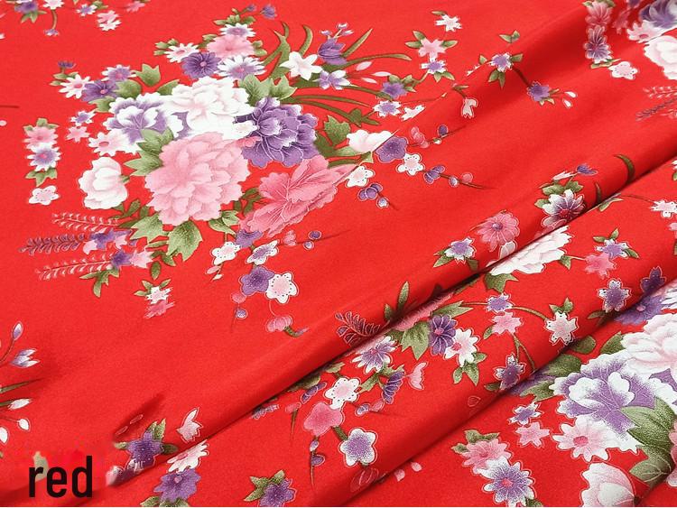 Floral Satin Print Cheongsam Pajamas with Ribbon Headdress and Lantern Kimono Quilt Fabric