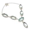 Lab Created Aqua Apatite Necklace 18" Adjustable Chain Marquise Cut Jewelry Gift