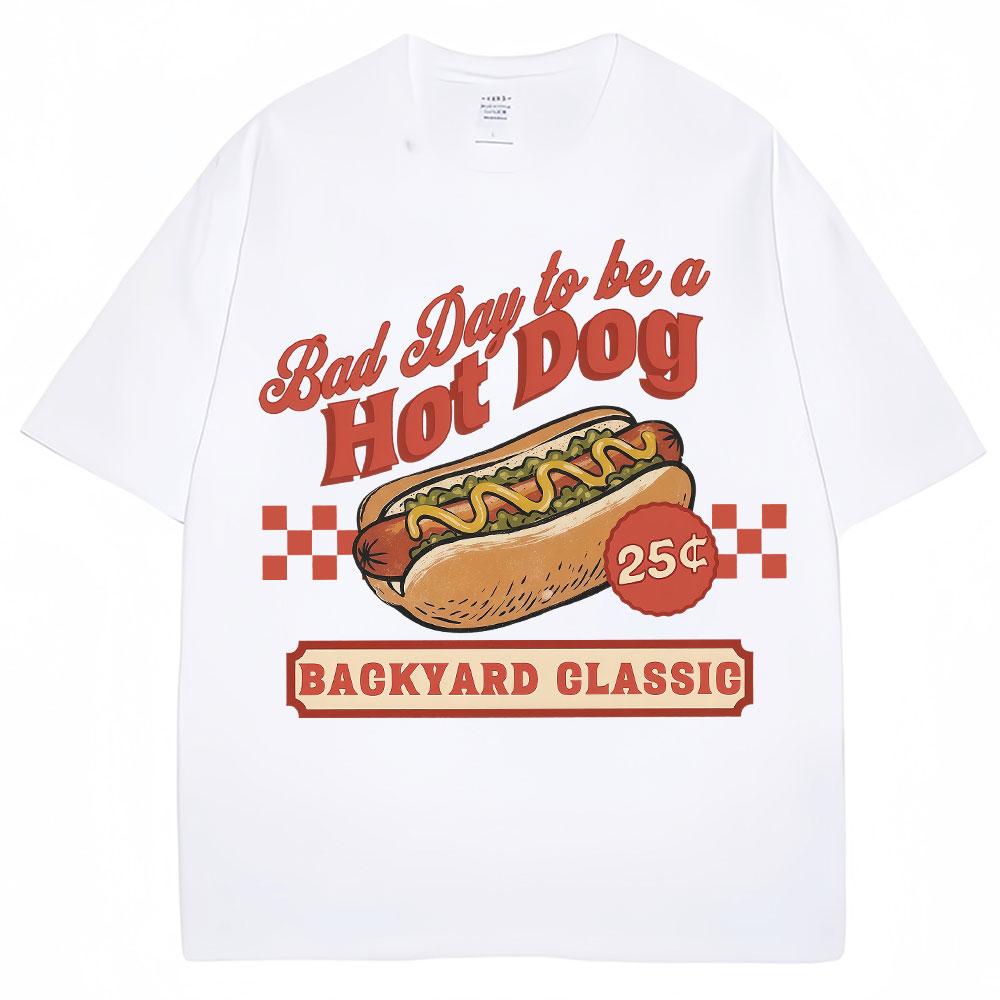 Funny Hot Dog Graphic T Shirt Bad Day Be A Hotdog Humor Tshirt Unisex Women Fashion Summer Oversized Soft Cotton Casual T Shirts
