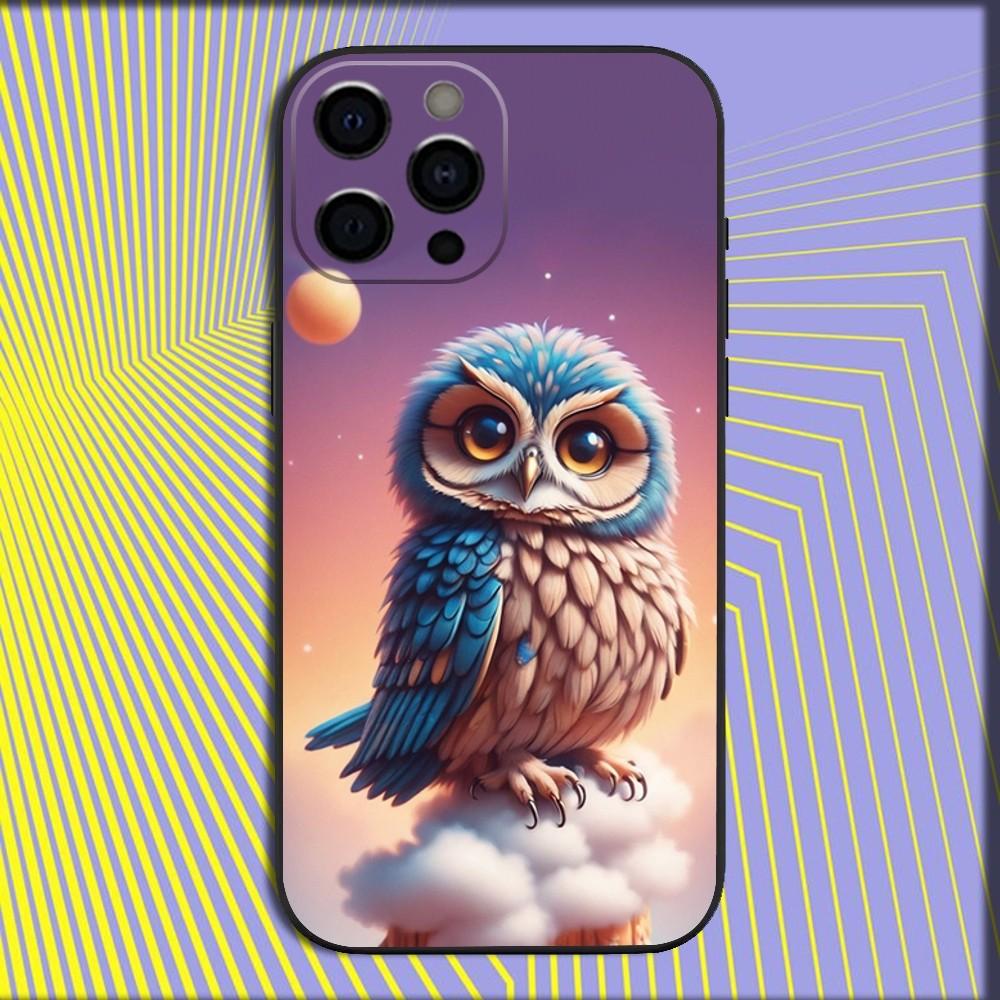Cute Owl Phone Case For iPhone 16,15,14,13,12,11,Pro,X,XS,Max,XR,Plus,Mini Soft Black Cover