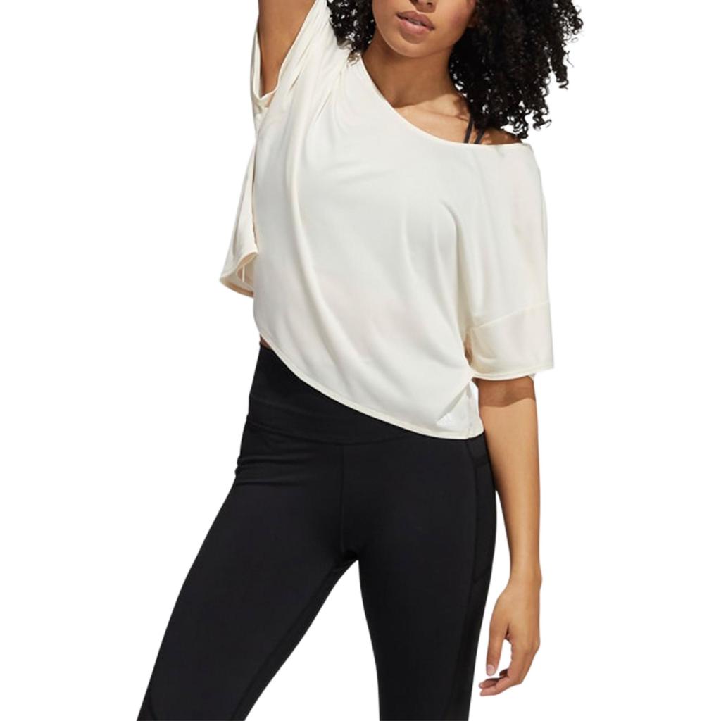 (WMNS) adidas Primeblue Back Hollow Out Round Neck Short Sleeve Creamy White Women's GR8083