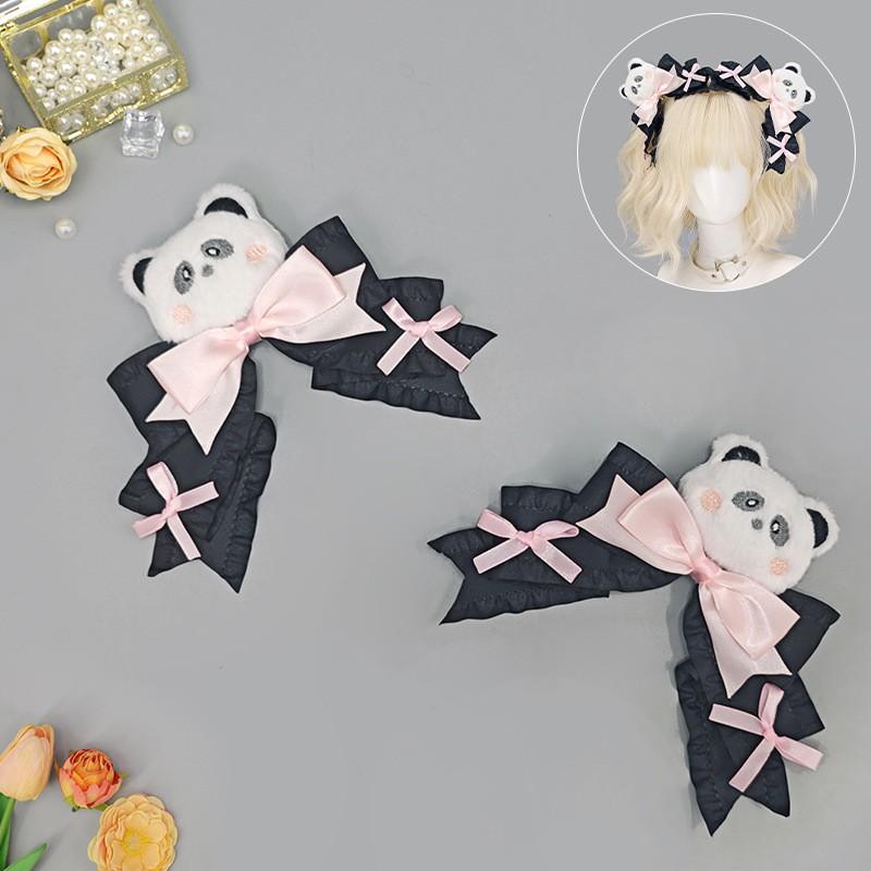 Handmade Cute Animal Hair Clips Girls - Rabbit Bear Panda Frog Chicken Pig Plush Bow Accessories In Kawaii Sweet Style