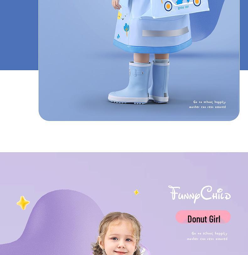 Детский плащ-пончо Bemei из ЭВА - Новый стиль для девочек, с местом для школьного рюкзака, цельный для детского сада и школы