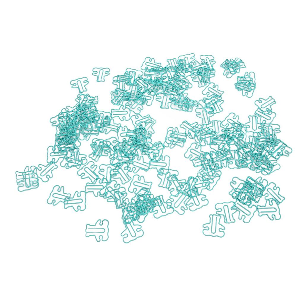 160pcs Little Bear Paper Clip Blue Cute Animal Shaped File Note Page Marker Clips Bookmark for File