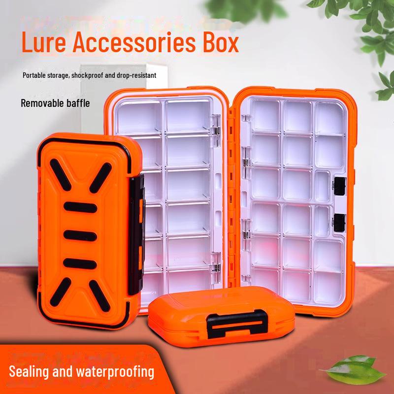 Переносной ящик для хранения рыболовных снастей с двойными слоями для приманок, крючков и наживки. Идеально подходит для организации рыболовных принадлежностей.
