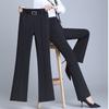 Elegant Fashion Elastic High Waist Sashes Trousers Women Office Lady Commute All-match Solid Color Pockets Casual Pants