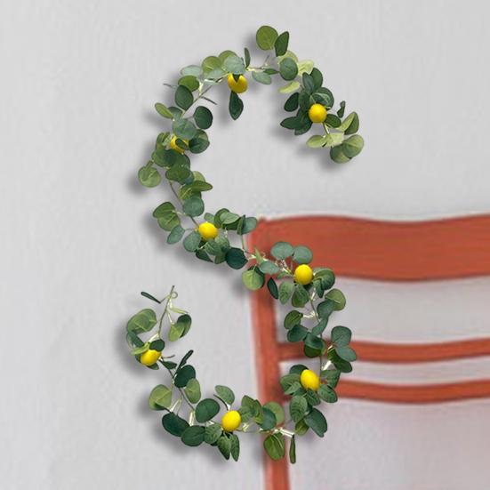 Искусственная гирлянда из лимонов, искусственная зелень, лианы, искусственные листья эвкалипта с лимонами для дома