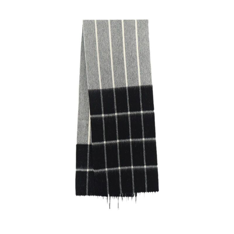 Осенне-зимний женский 100% шерстяной клетчатый шарф с цветными блоками, высококачественный, универсальный, теплый, с толстыми и простыми кисточками, шарф-шаль
