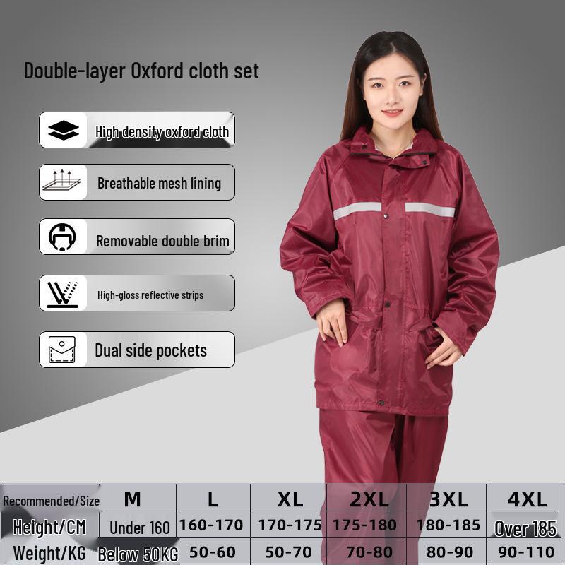 Мужской светоотражающий дождевик и брюки: Защита от сильного дождя для велоспорта/мотоспорта на открытом воздухе, раздельный стиль.