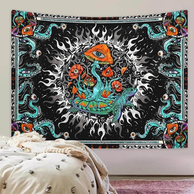 1pc Bohemian burning sun mushroom octopus tapestry psychedelic eye marine creature tapestry