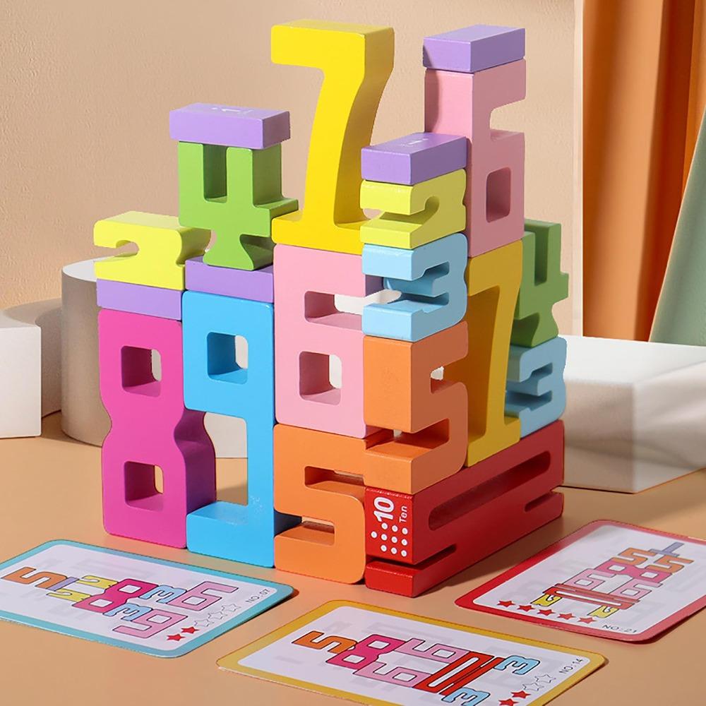 Wooden Number Building Block Early Education Counting Toy New Stacking Games Toys  For Kids