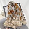 Women's Retro Cashew Flower Scarf Personalized Spring and Autumn Fashion Thousand Bird Grid Printing Thin Scarf Tide