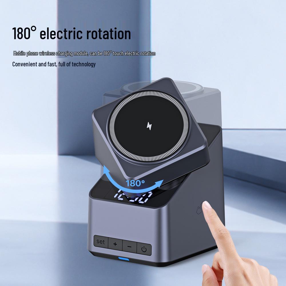 Магнитное беспроводное зарядное устройство 4-в-1 с автоматическим поворотом для устройств Apple, база 15 Вт