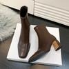 Мода Уличный стиль Женские ботильоны Модные квадратные носки Короткие ботильоны Дизайнерские туфли на толстом высоком каблуке Botas Mujer