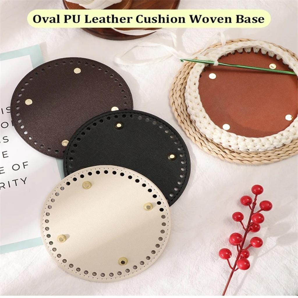 15*15cm Round Bottom For Knitted Bag PU Leather Bag Base with Holes Handmade DIY Crochet Bag Bottom Accessories